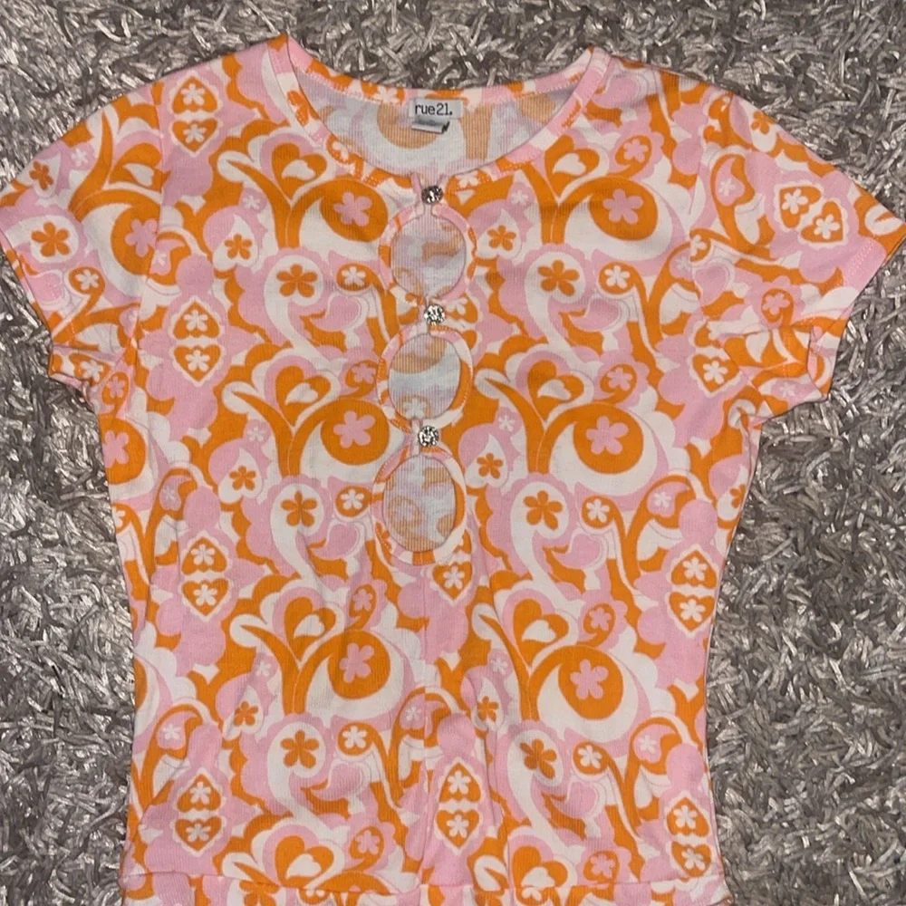 Pink and orange print rue 21 bodysuit never worn - Picture 2 of 4
